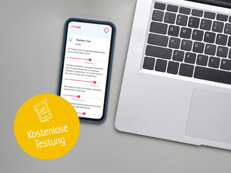 Mobil und Desktop Version eines Resilienz Fragebogens.
