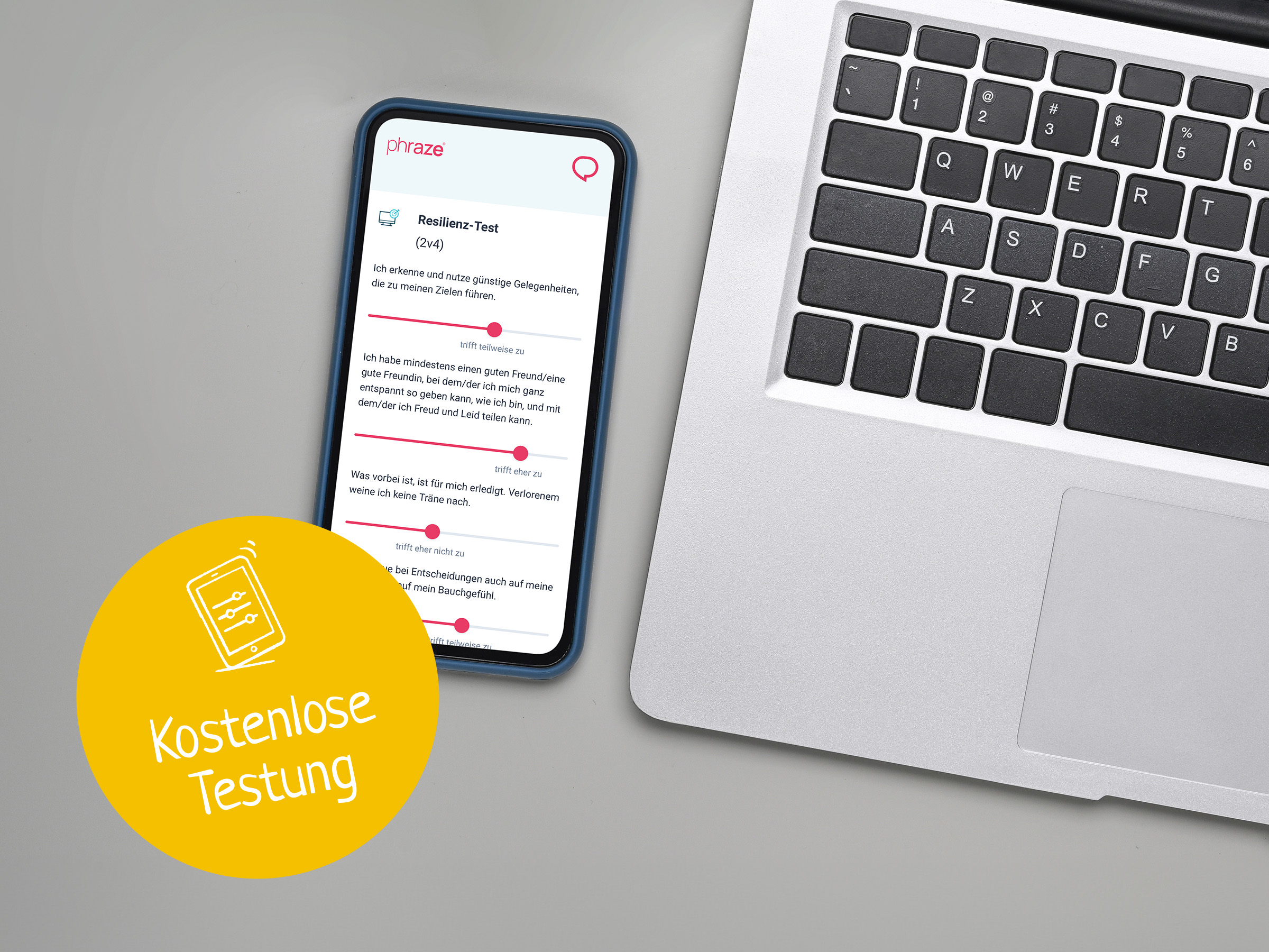 Mobil und Desktop Version eines Resilienz Fragebogens.