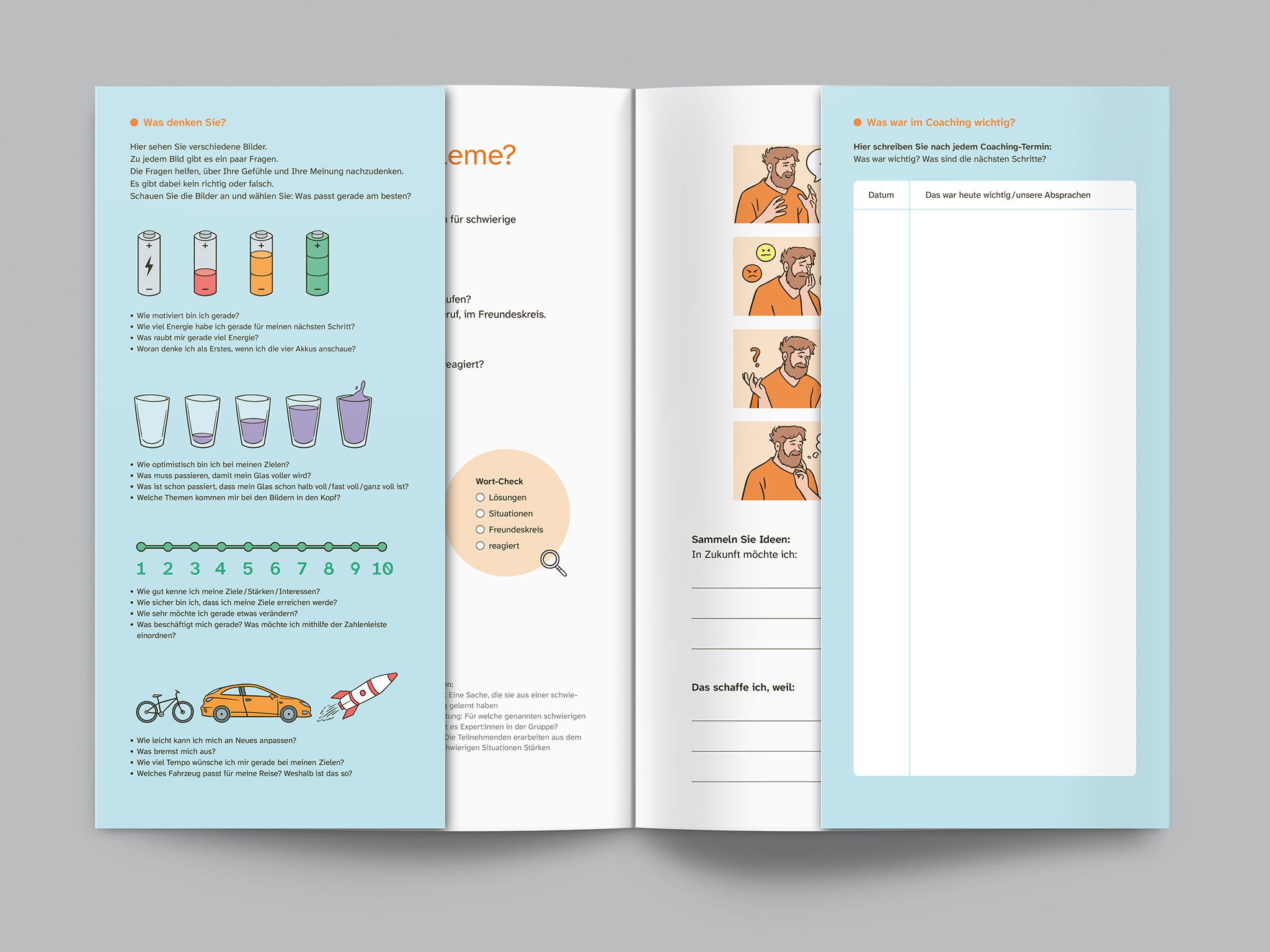 CoachingHeft Kompakt (Leichte Sprache): Jobcoaching Workbook mit illustrierten Klapperseiten